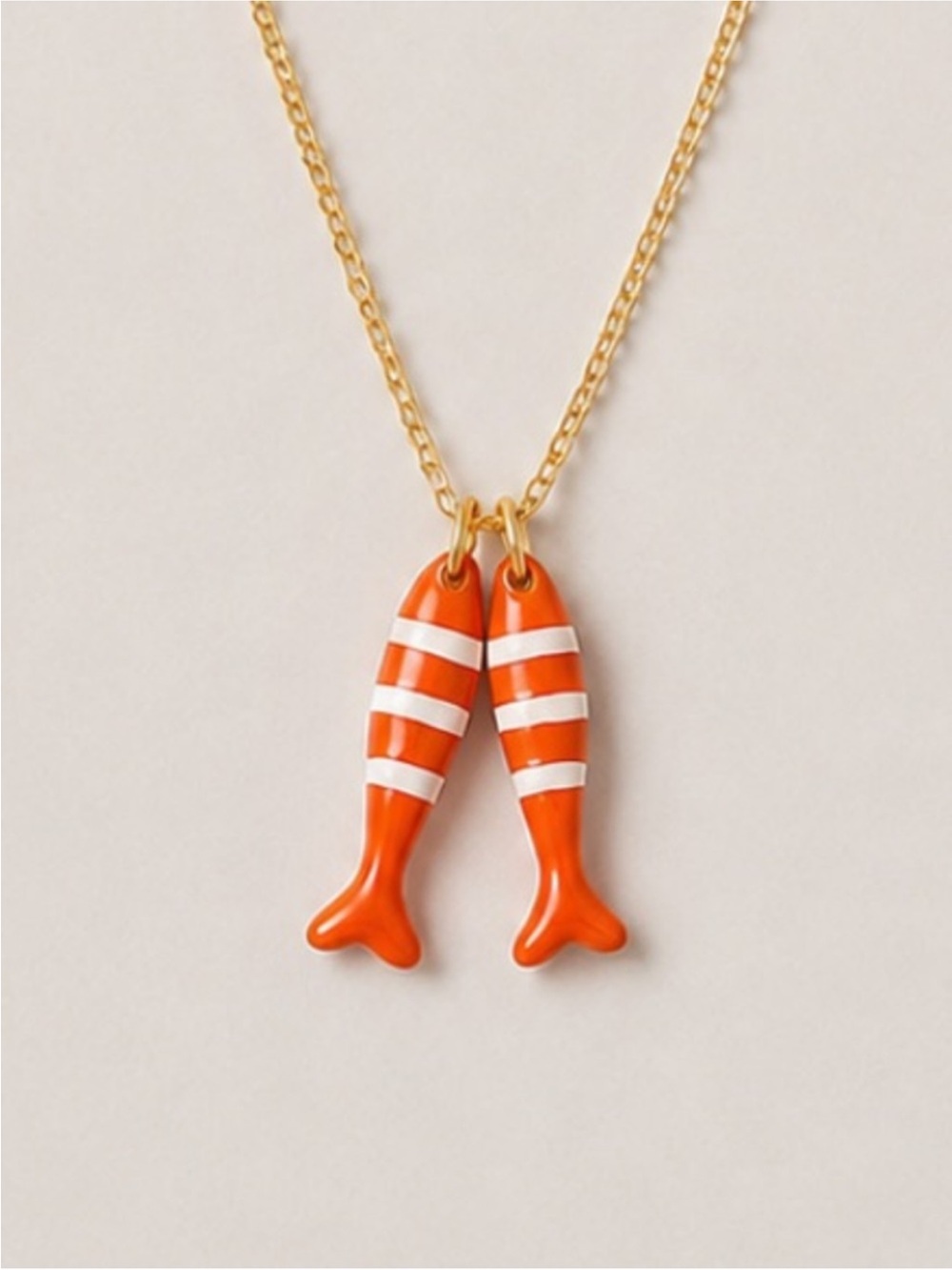 New! Coastal Colorful Preppy Orange Koi Fish Set Necklace NWOT 1025